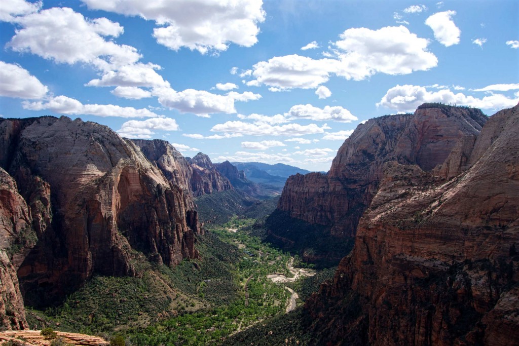 Looking down Zion Canyon from Angel's Landing
