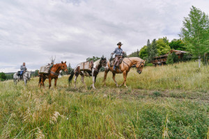 A pack trip leaves Smith Fork Ranch