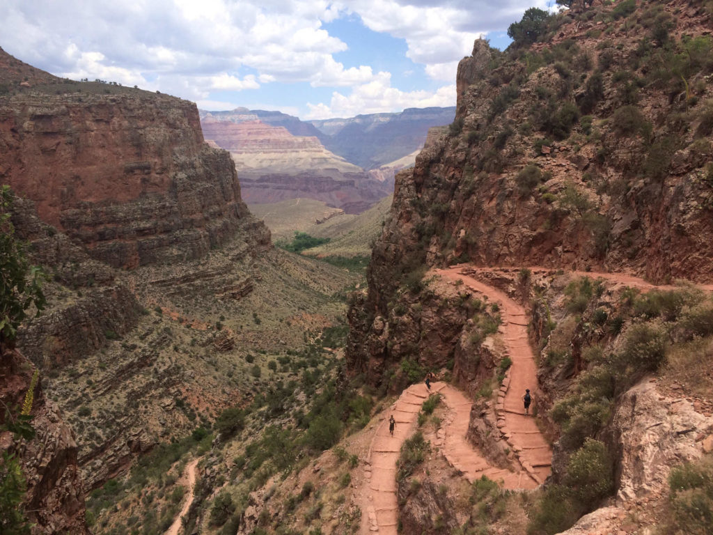 Bright Angel Trail drops 2,968 feet to Plateau Point and makes for a challenging 12 mile round trip from the rim (ph. L Kaye)