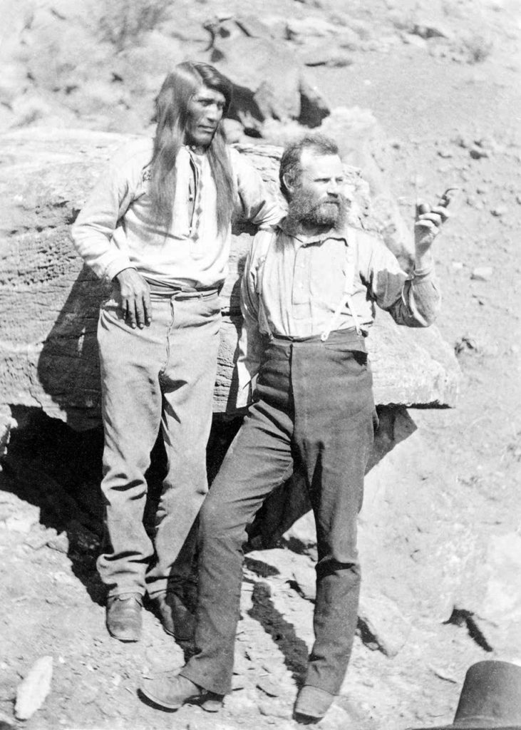 Wesley Powell with a Native guide on his expedition of 1869