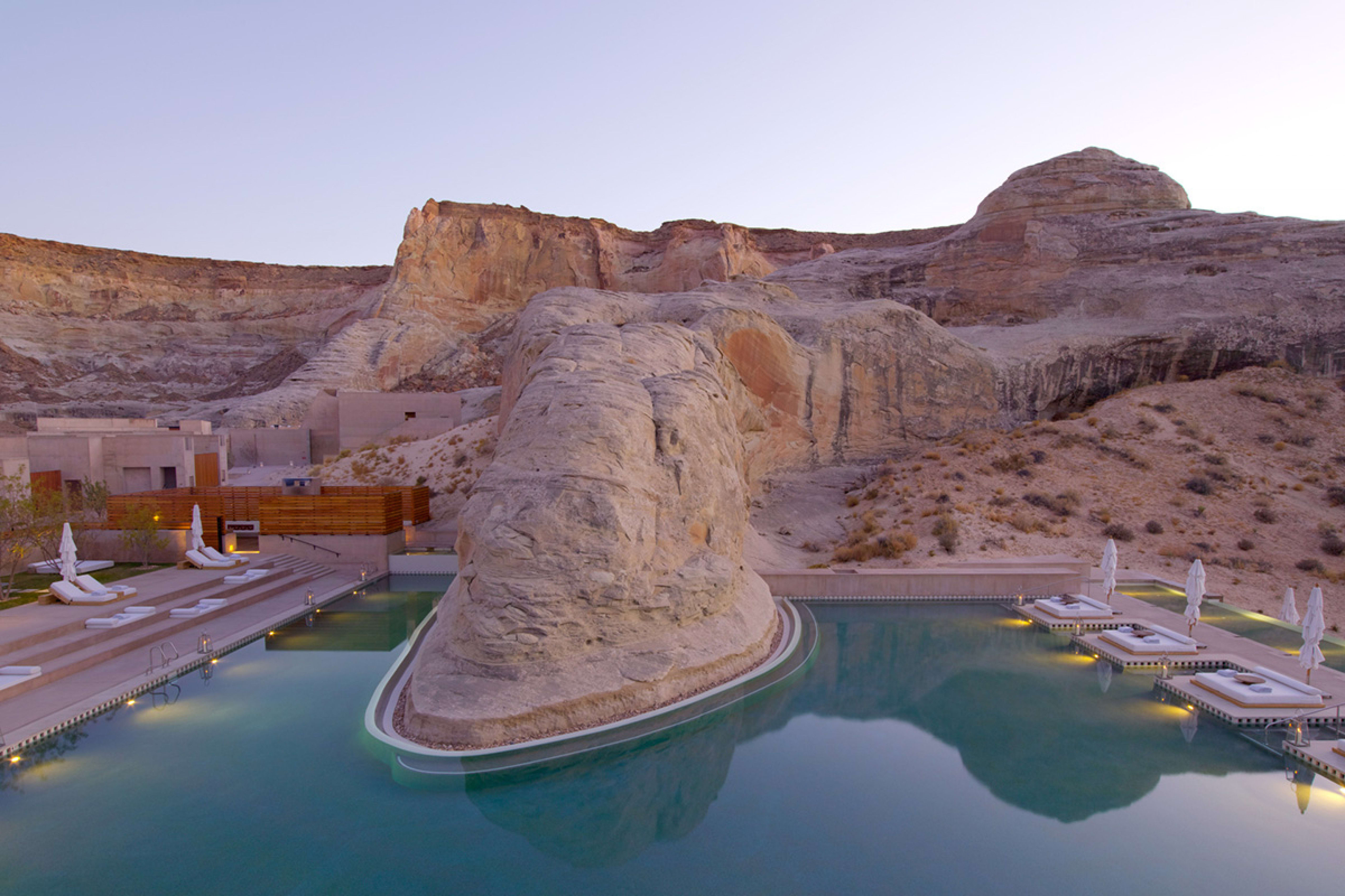 Amangiri's pool at dusk