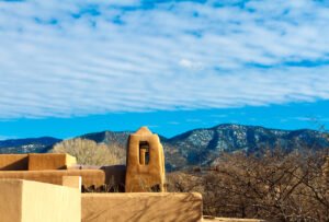 Rooftops and Snowy Hills of Santa Fe, NM